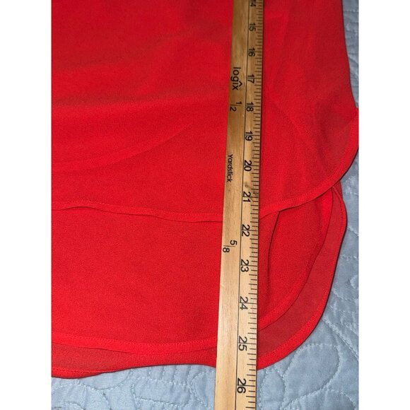 Michael Michael Kors Red Smocked Neck Chiffon Blouse With 3/4 Sleeves XS Womens - Picture 10 of 10